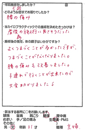 産後の骨盤矯正の改善に関するお客様の声