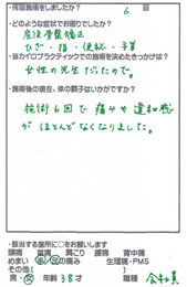 産後の骨盤矯正の改善に関するお客様の声